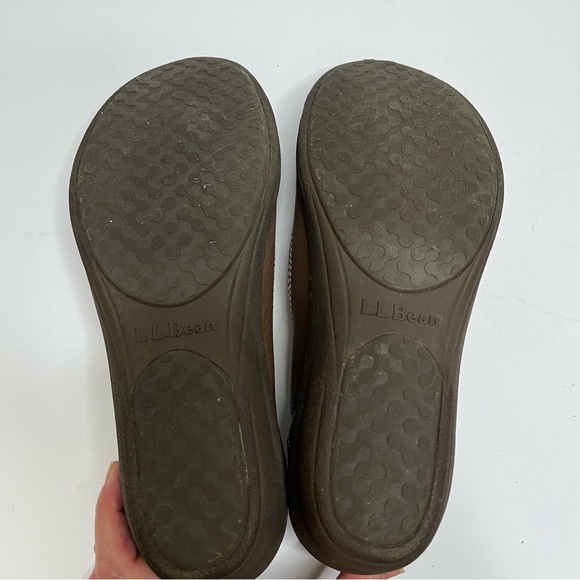 LL Bean Brown Leather Split Toe Wedge Loafer Women's Size 8 - Picture 10 of 14
